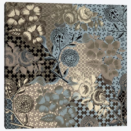 Flower Pattern (Brown&Blue) Canvas Print #FLPN41} by 5by5collective Canvas Wall Art