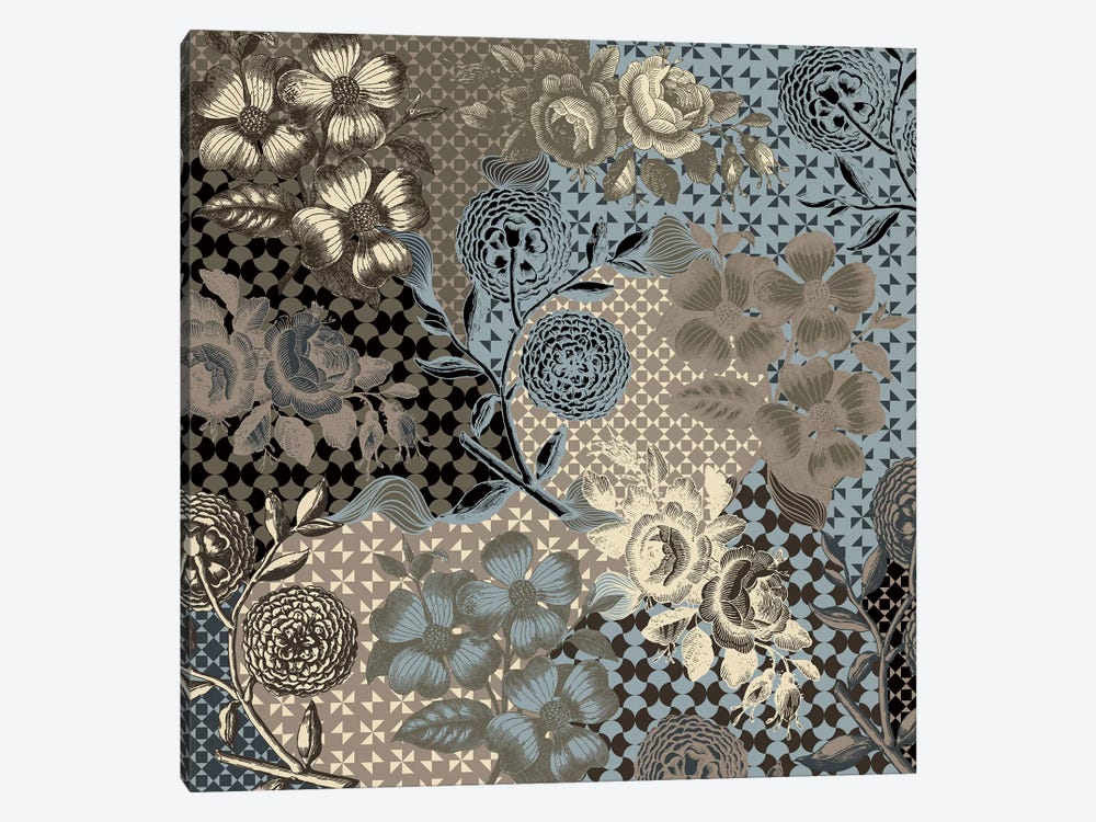 Flower Pattern (Brown&Blue) by 5by5collective 1-piece Canvas Art
