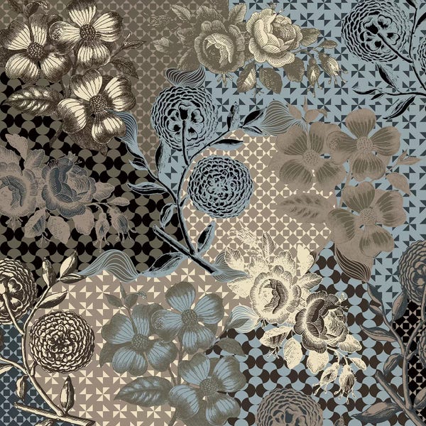 Floral & Botanical Patterns: Flower Pattern (Brown&Blue) by 5by5collective