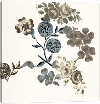 Floral Composition (Tri-Color) Canvas Art Print - Bedroom Art
