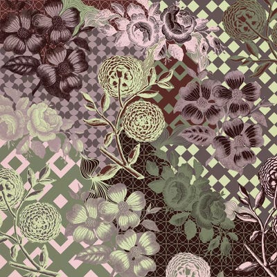 Flowers & Ornaments (Vinous&Green) by 5by5collective canvas print