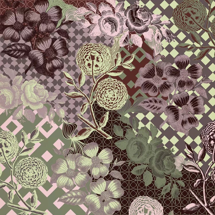 Flowers & Ornaments (Vinous&Green) by 5by5collective wall art