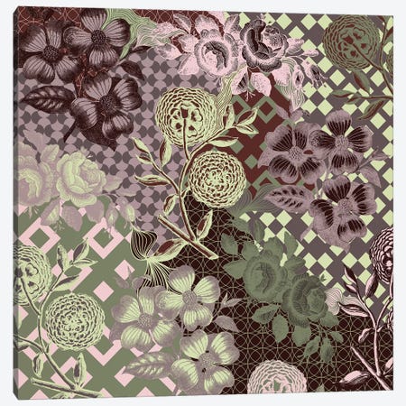 Flowers & Ornaments (Vinous&Green) Canvas Print #FLPN45} by 5by5collective Art Print