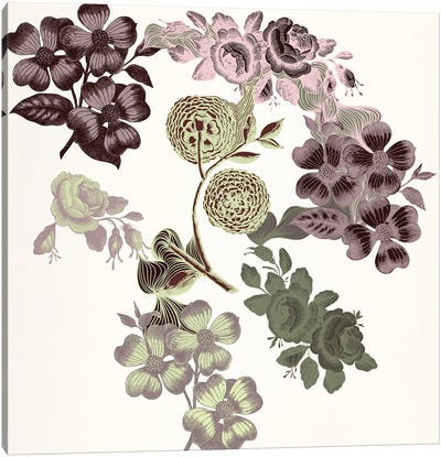Floral Variety (Tri-Color) Canvas Art Print - Floral Pattern Collection