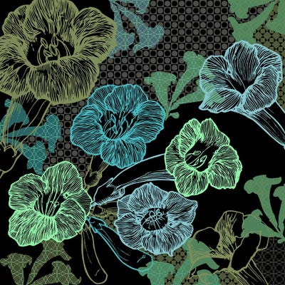 Flower Pattern (Green) by 5by5collective canvas print