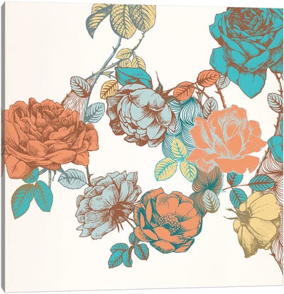 Flowers & Leaves Canvas Art Print - Hibiscus Art