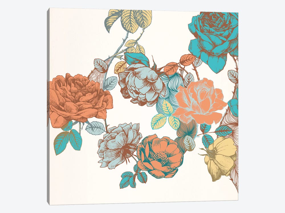 Flowers & Leaves by 5by5collective 1-piece Canvas Art Print