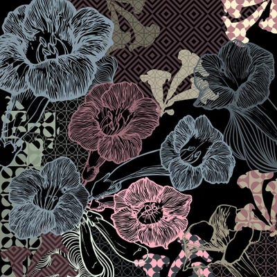 Flower Pattern (Dark Shades) by 5by5collective art print