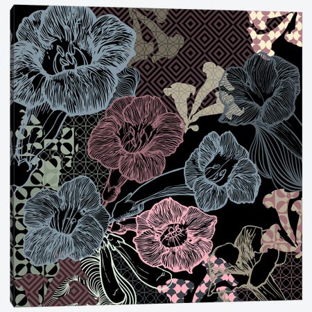 Flower Pattern (Dark Shades) Canvas Print #FLPN53} by 5by5collective Canvas Art Print