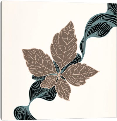 Brown Leaf Canvas Art Print - Floral Pattern Collection