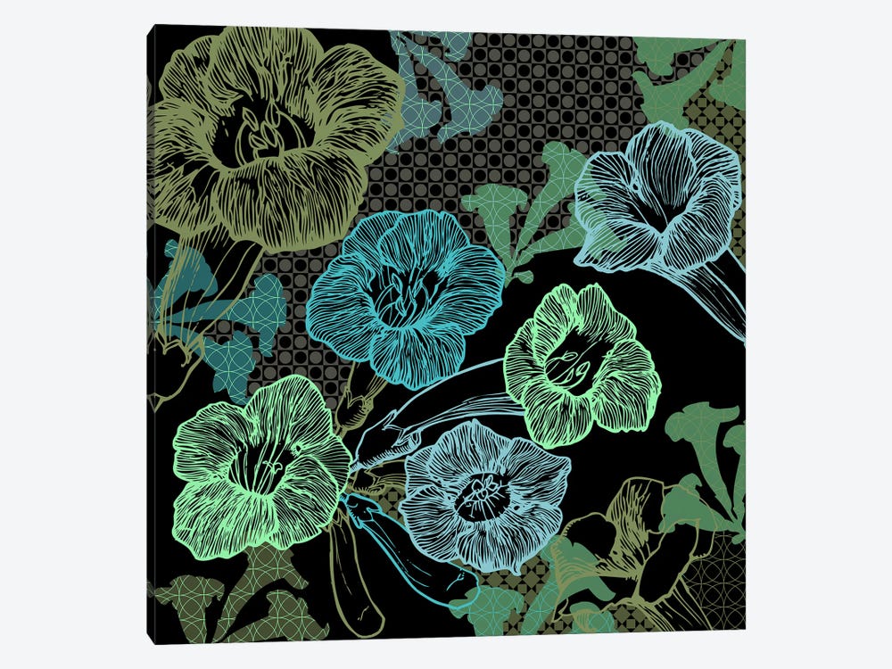 Flower Pattern (Green) by 5by5collective 1-piece Canvas Art Print