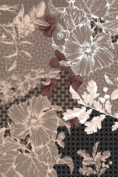 Flower Patterns (Brown) by 5by5collective canvas print