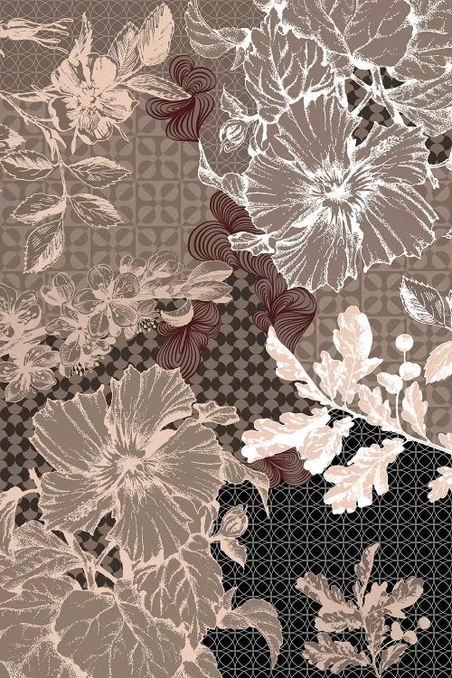 Flower Patterns (Brown) by 5by5collective wall art