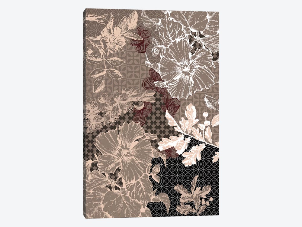Flower Patterns (Brown) by 5by5collective 1-piece Canvas Artwork