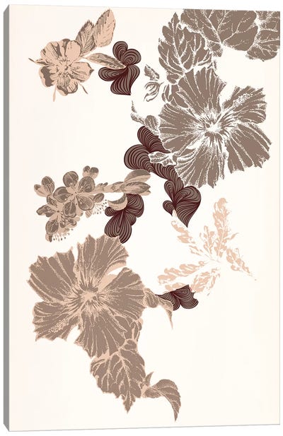 Flowers (Brown) Canvas Art Print - Floral Pattern Collection
