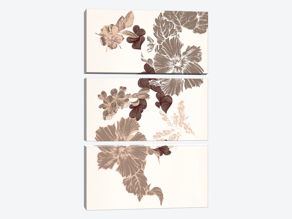 Flowers (Brown) by 5by5collective 3-piece Canvas Art