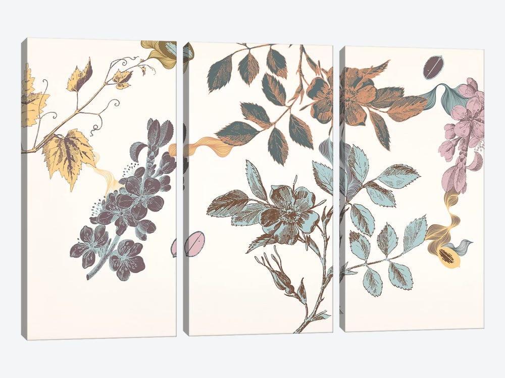 Sprigs&Flowers (Multi-Color) by 5by5collective 3-piece Canvas Print