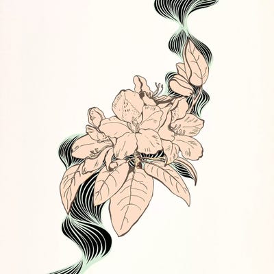 Flower & Leaves (Beige) by 5by5collective canvas print