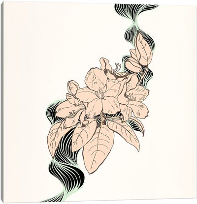 Flower & Leaves (Beige) Canvas Art Print - Floral Pattern Collection