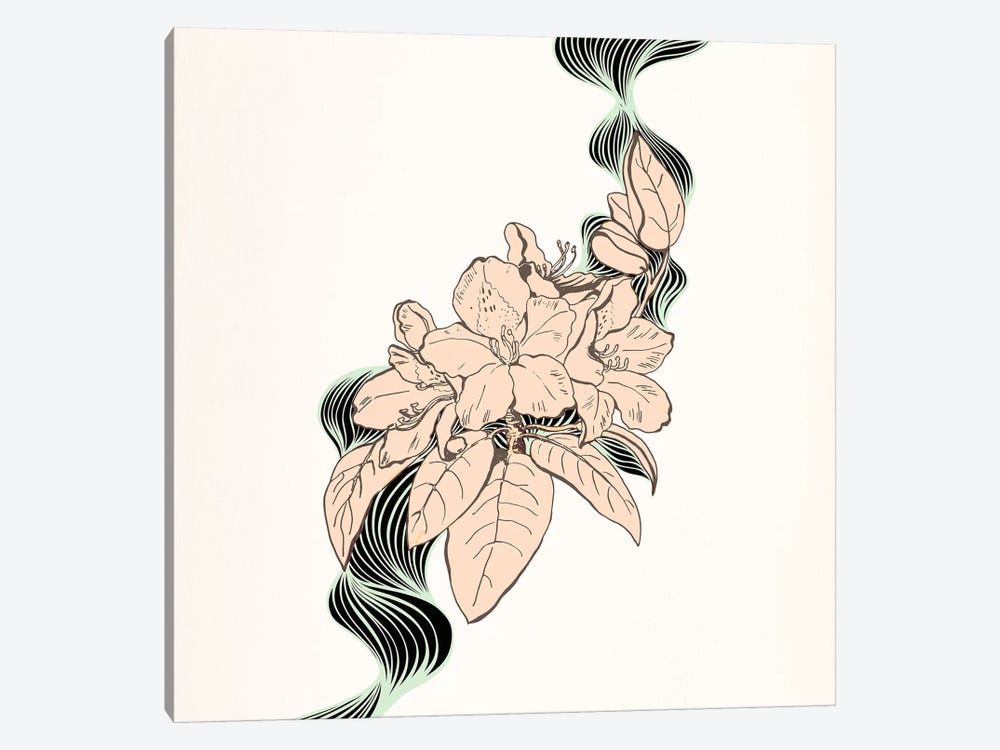 Flower & Leaves (Beige) by 5by5collective 1-piece Canvas Art
