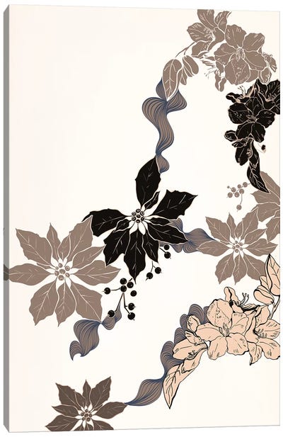 Floral Ornament Canvas Art Print - Black & White Decorative Art