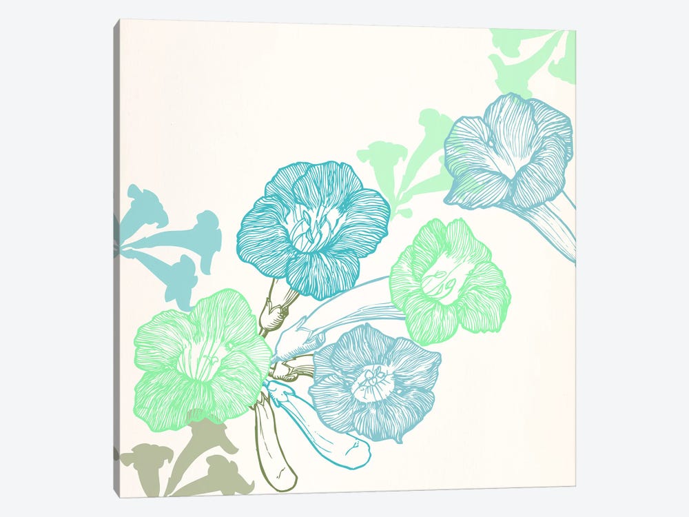 Violets & Leaves (Green&Blue) by 5by5collective 1-piece Art Print