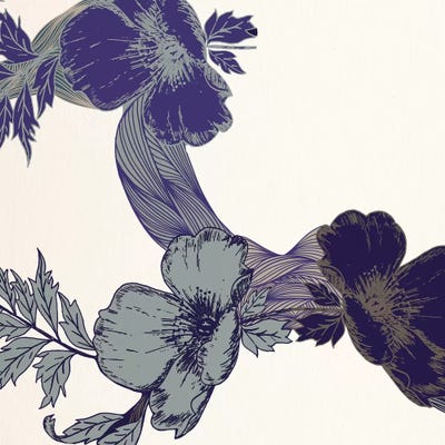 Flowers & Leaves (Blue&Brown) by 5by5collective art print