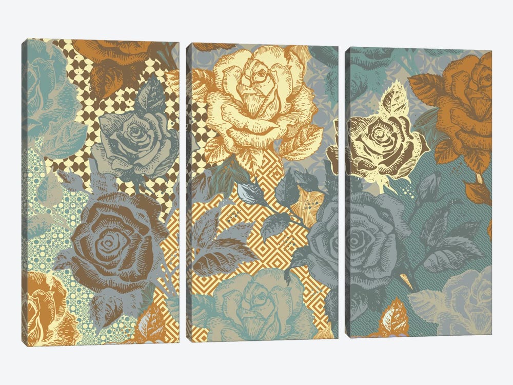 Roses & Ornaments by 5by5collective 3-piece Canvas Art Print