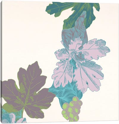 Leaves & Berries Canvas Art Print - Floral Pattern Collection