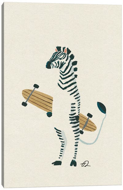 Zebra Longboarder Canvas Art Print - Fabian Lavater