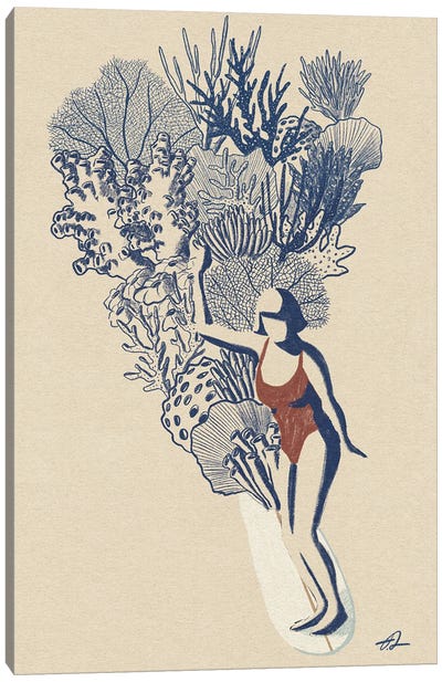 Coral Slide II Canvas Art Print - Women's Swimsuit & Bikini Art