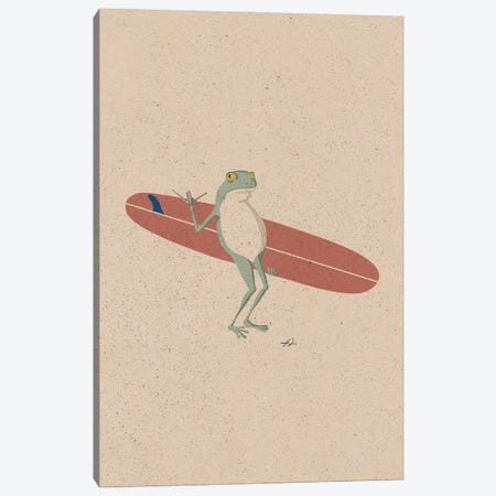 Surfing Frog Canvas Print #FLV1} by Fabian Lavater Canvas Wall Art