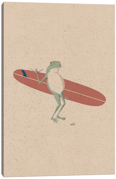 Surfing Frog Canvas Art Print - Frog Art