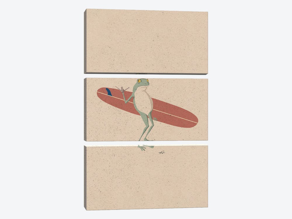 Surfing Frog by Fabian Lavater 3-piece Canvas Art