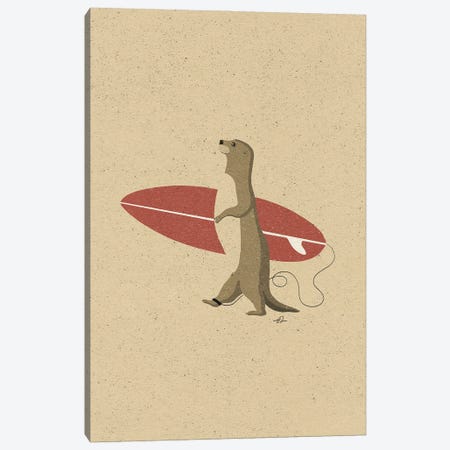 Surfing Otter II Canvas Print #FLV2} by Fabian Lavater Canvas Art