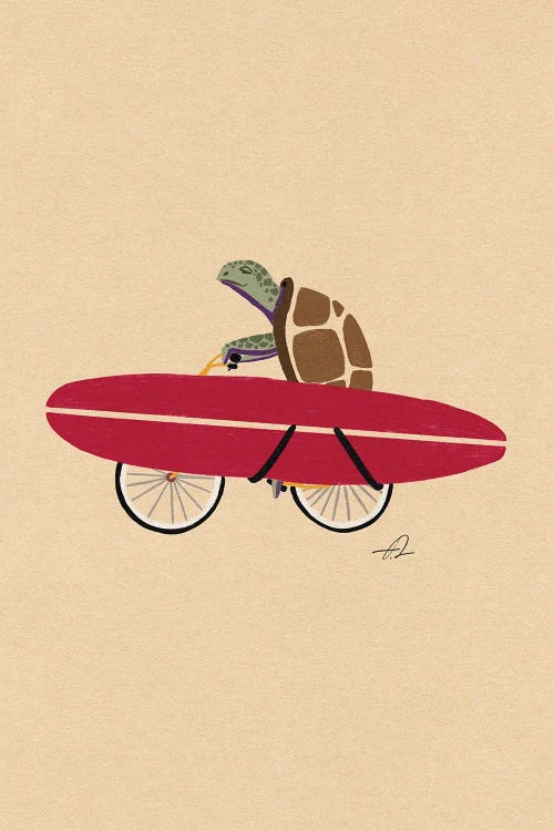 A Turtle Riding A Bike by Fabian Lavater wall art