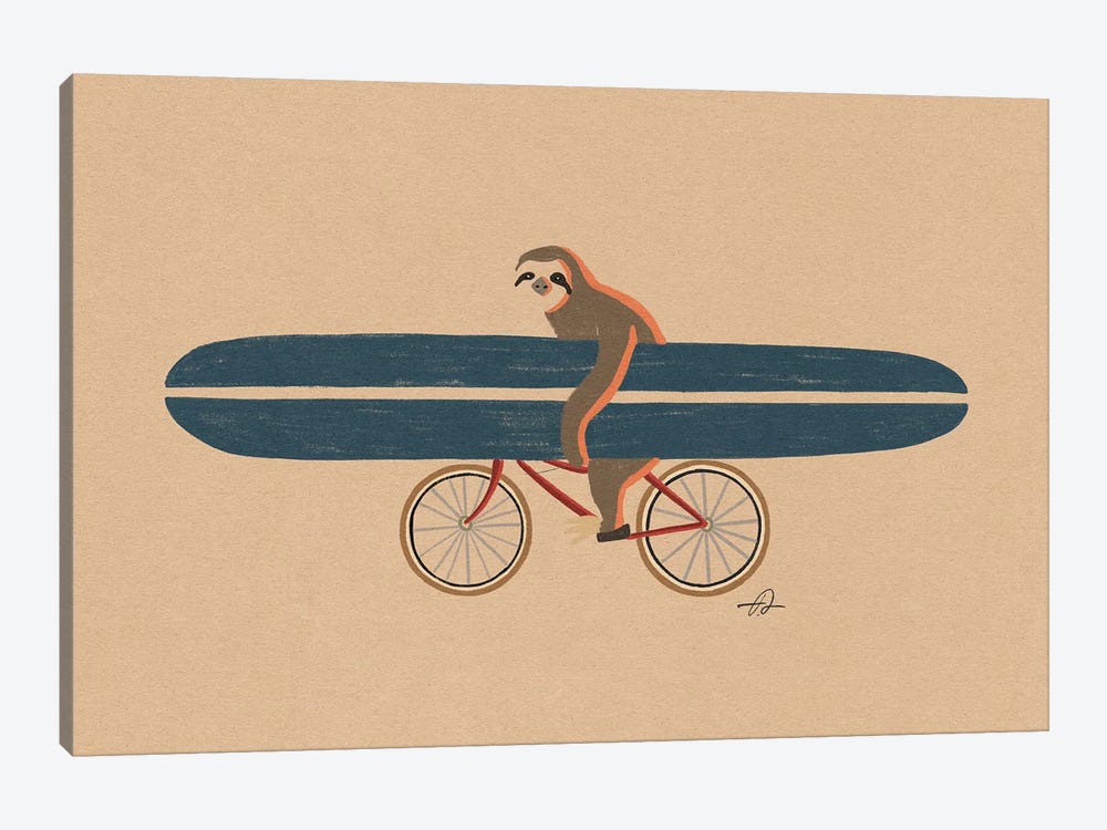 A Sloth Riding A Bike by Fabian Lavater 1-piece Canvas Wall Art
