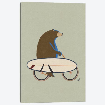 A Grizzly Riding A Bike Canvas Print #FLV45} by Fabian Lavater Canvas Artwork