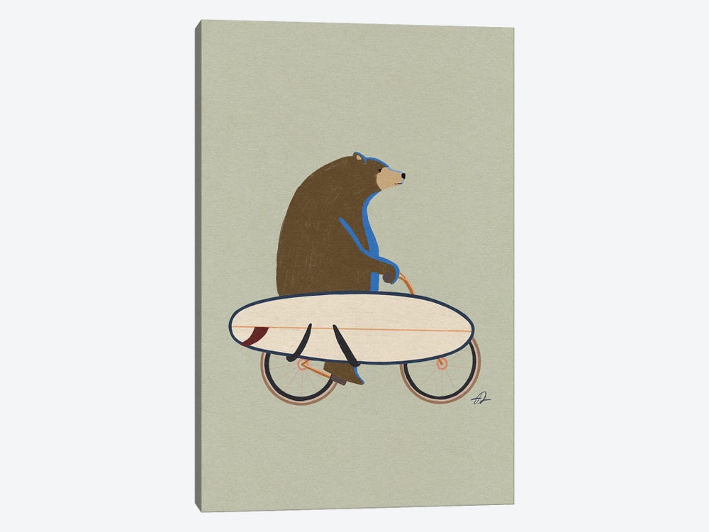 A Grizzly Riding A Bike by Fabian Lavater 1-piece Art Print