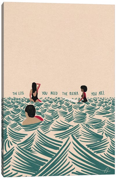The Less You Need Canvas Art Print - Surfing Art