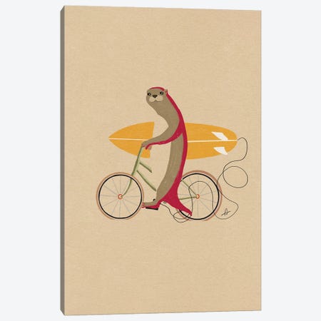 An Otter Riding A Bike Canvas Print #FLV50} by Fabian Lavater Canvas Artwork