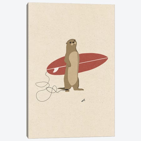 Surfing Otter Canvas Print #FLV51} by Fabian Lavater Canvas Artwork