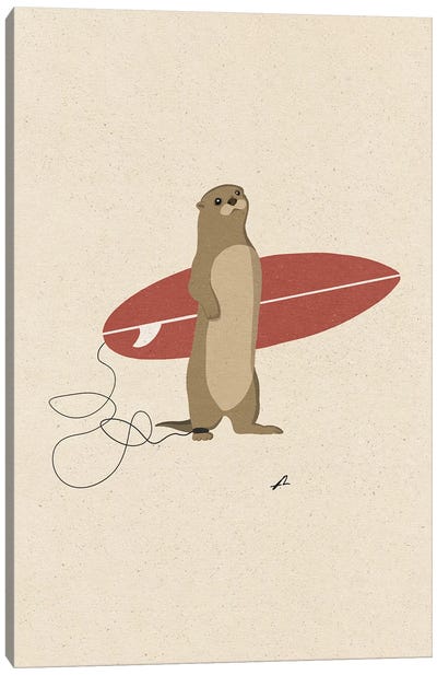 Surfing Otter Canvas Art Print - Otter Art
