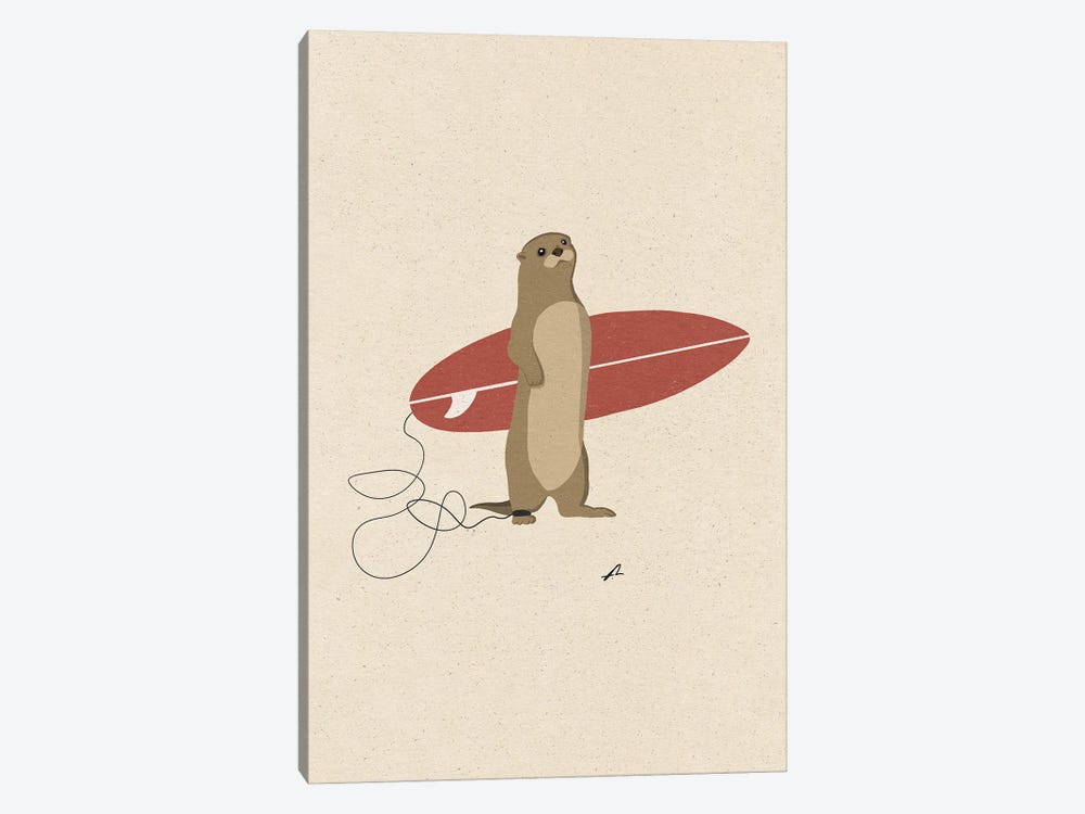 Surfing Otter by Fabian Lavater 1-piece Canvas Wall Art