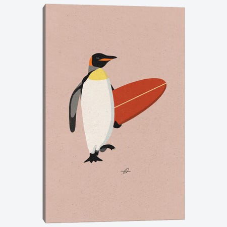 Surfing Penguin Canvas Print #FLV52} by Fabian Lavater Canvas Wall Art