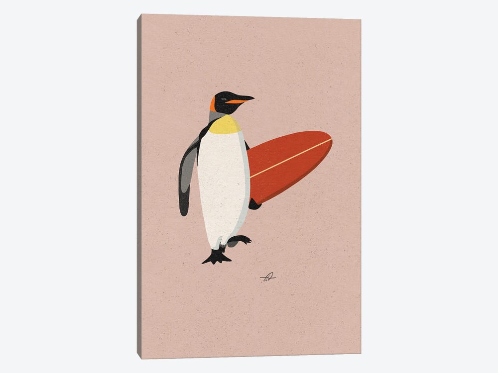 Surfing Penguin by Fabian Lavater 1-piece Canvas Print