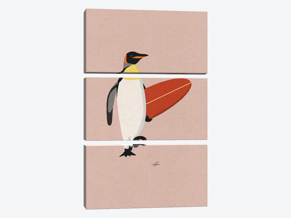 Surfing Penguin by Fabian Lavater 3-piece Art Print