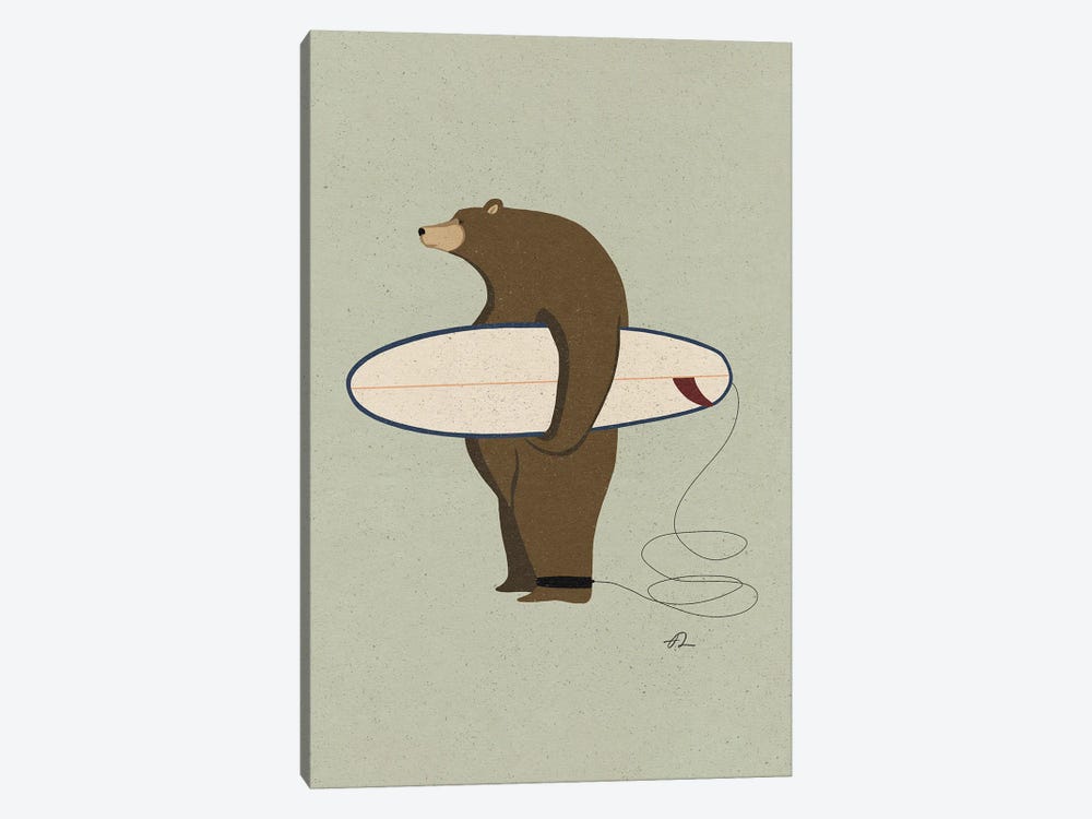 Surfing Grizzly by Fabian Lavater 1-piece Canvas Wall Art