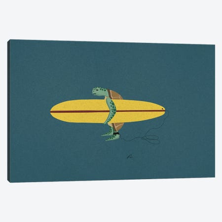 Surfing Turtle Canvas Print #FLV54} by Fabian Lavater Canvas Print