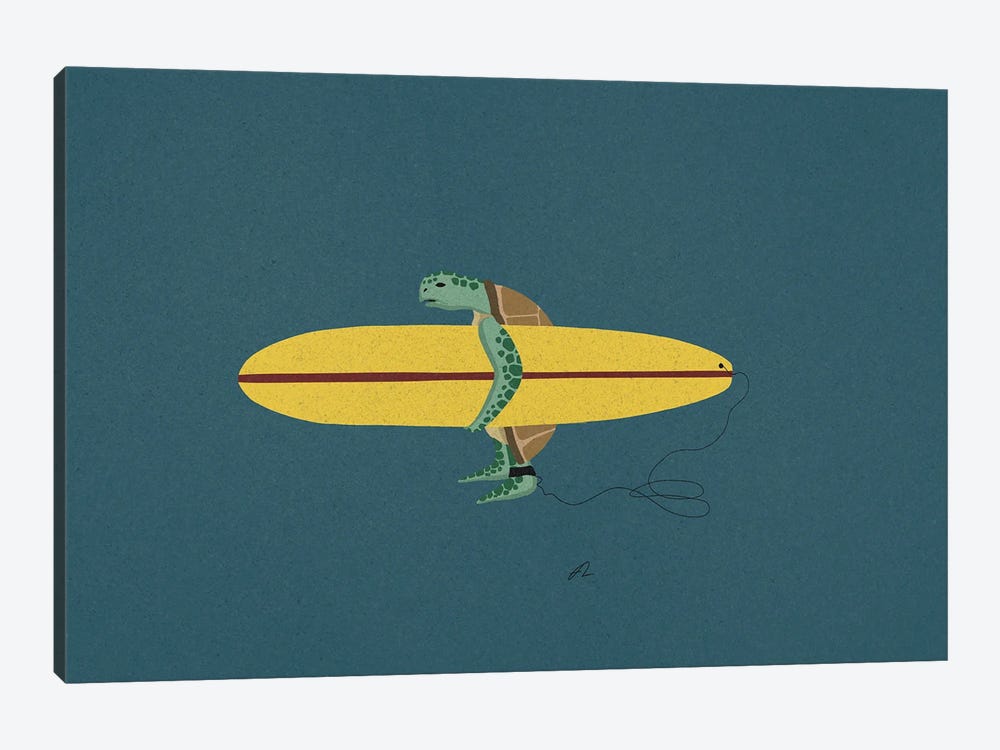 Surfing Turtle by Fabian Lavater 1-piece Canvas Art Print